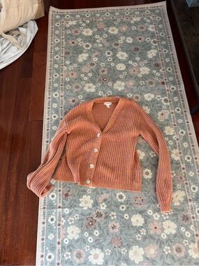 Cat & Jack Orange Multi-Tone Ribbed V-Neck Button Cardigan